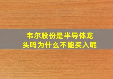 韦尔股份是半导体龙头吗为什么不能买入呢