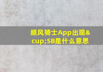 顺风骑士App出现∪SB是什么意思