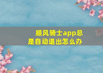 顺风骑士app总是自动退出怎么办