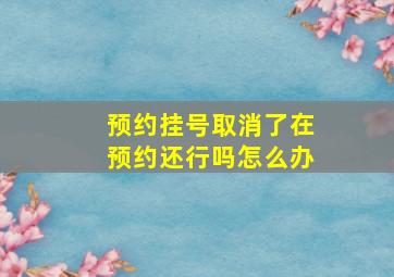 预约挂号取消了在预约还行吗怎么办