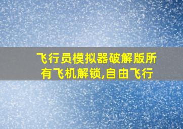 飞行员模拟器破解版所有飞机解锁,自由飞行