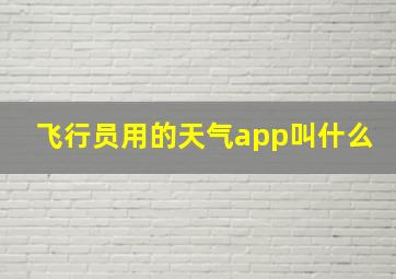 飞行员用的天气app叫什么