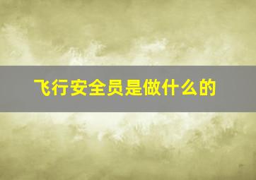 飞行安全员是做什么的