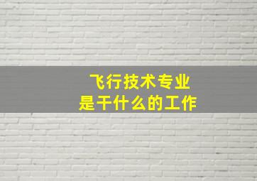 飞行技术专业是干什么的工作