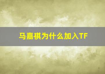 马嘉祺为什么加入TF