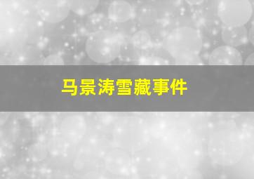 马景涛雪藏事件