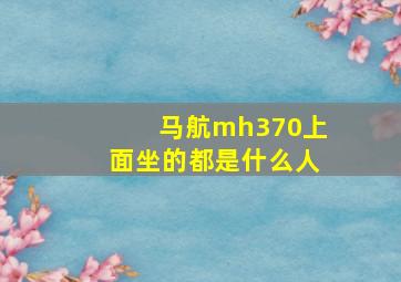 马航mh370上面坐的都是什么人