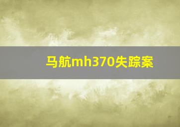 马航mh370失踪案