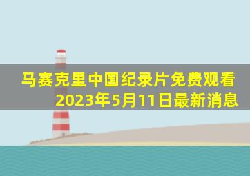 马赛克里中国纪录片免费观看2023年5月11日最新消息