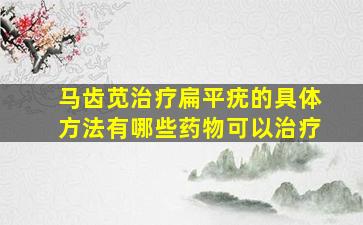 马齿苋治疗扁平疣的具体方法有哪些药物可以治疗