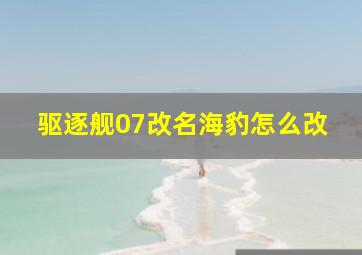 驱逐舰07改名海豹怎么改