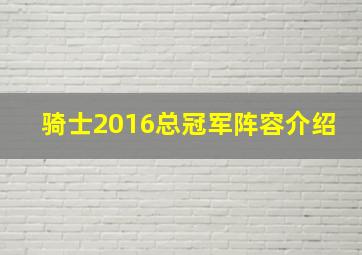 骑士2016总冠军阵容介绍