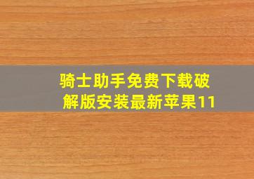 骑士助手免费下载破解版安装最新苹果11