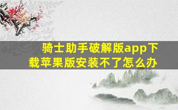 骑士助手破解版app下载苹果版安装不了怎么办