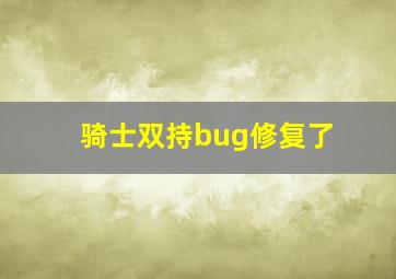 骑士双持bug修复了