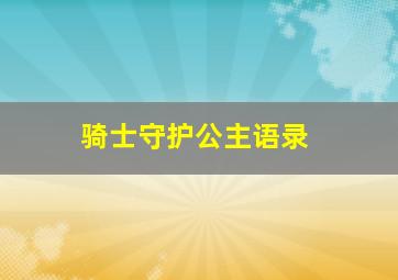 骑士守护公主语录