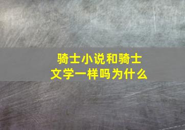 骑士小说和骑士文学一样吗为什么