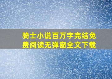 骑士小说百万字完结免费阅读无弹窗全文下载