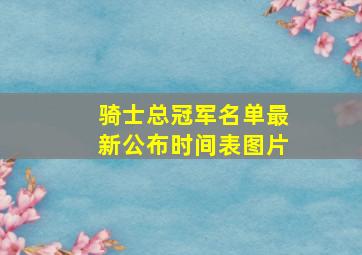 骑士总冠军名单最新公布时间表图片