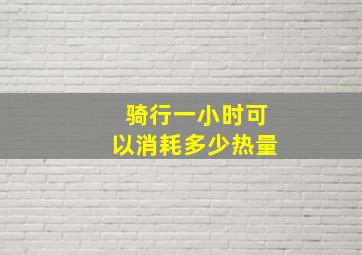 骑行一小时可以消耗多少热量