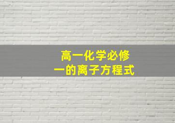 高一化学必修一的离子方程式