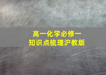 高一化学必修一知识点梳理沪教版