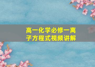 高一化学必修一离子方程式视频讲解