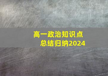 高一政治知识点总结归纳2024