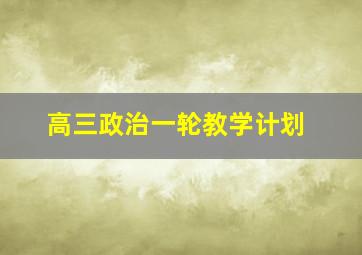 高三政治一轮教学计划