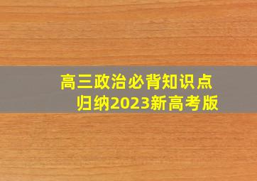 高三政治必背知识点归纳2023新高考版