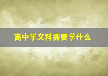 高中学文科需要学什么