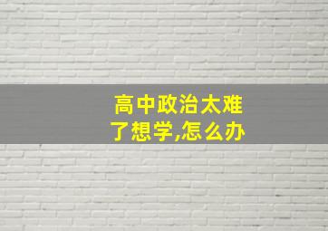 高中政治太难了想学,怎么办