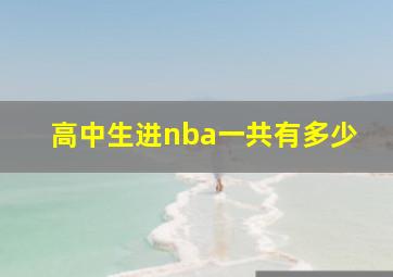 高中生进nba一共有多少