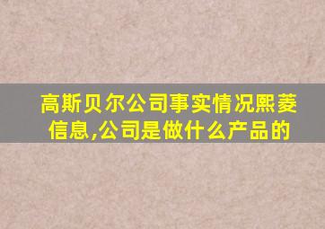 高斯贝尔公司事实情况熙菱信息,公司是做什么产品的