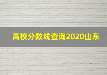 高校分数线查询2020山东