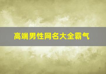 高端男性网名大全霸气