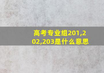 高考专业组201,202,203是什么意思