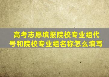 高考志愿填报院校专业组代号和院校专业组名称怎么填写