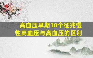 高血压早期10个征兆慢性高血压与高血压的区别