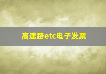 高速路etc电子发票