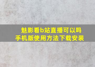 魅影看b站直播可以吗手机版使用方法下载安装