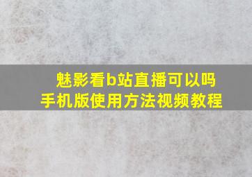 魅影看b站直播可以吗手机版使用方法视频教程