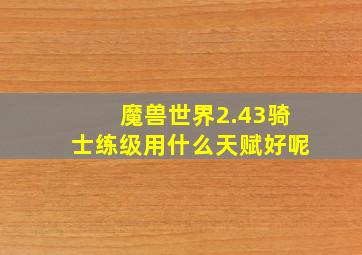 魔兽世界2.43骑士练级用什么天赋好呢