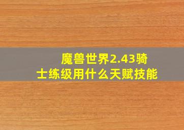 魔兽世界2.43骑士练级用什么天赋技能