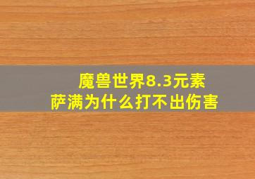 魔兽世界8.3元素萨满为什么打不出伤害