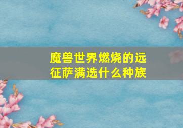 魔兽世界燃烧的远征萨满选什么种族