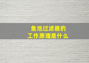 鱼池过滤器的工作原理是什么