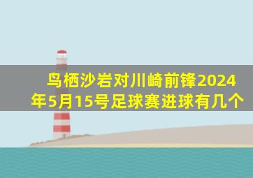 鸟栖沙岩对川崎前锋2024年5月15号足球赛进球有几个