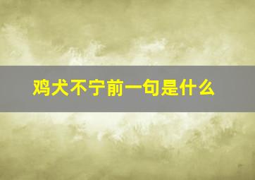 鸡犬不宁前一句是什么