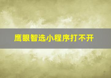 鹰眼智选小程序打不开